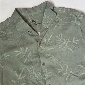 Tommy Bahama Green Hawaiian Silk Short Sleeve Button Shirt Travel Mens Size XXL